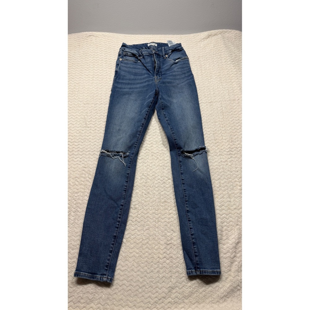 Good American Good Legs High Rise Skinny Distressed Jeans Blue 4/27 GL873T1